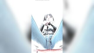 Crossdresser pees into his insane age Jeans