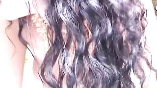 Breasty transsexual lowers her dark hole onto stud's shlong then takes it doggy position
