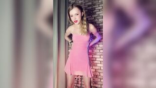 Small ladyboy swinging her gal ramrod inside her suit