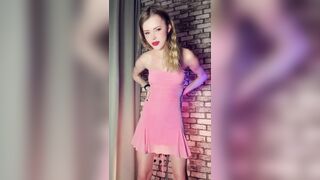 Tiny ladyboy swinging her cutie rod inside her suit