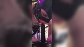 Vibrator Plugged Hooded Sissy Sucking Ding-dong and Eating Out Mastix