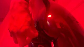 Ebony latex catsuit slow motion enjoyment
