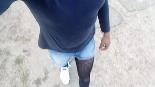 Hot crossdresser in nature