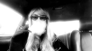 SILVER HAIRED GRANNY RUTHIE TS LIKES SMOKIN' HER GREATER QUANTITY 120 MENTHOLS IN HER CAR