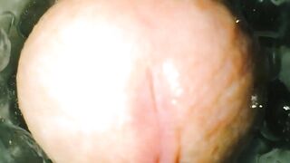 Close up Mushroom head rod ejaculation semen in fleslight twat