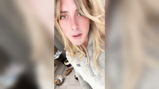Hung golden-haired plays with her weenie