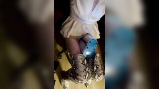 Self joy focus: crossdressing, snakeskin boots + autoblowing overthekneelover
