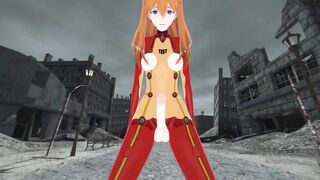 Evangelion: Futanari Asuka Langley Souryuu Sex in a Ruined Town Taker POV