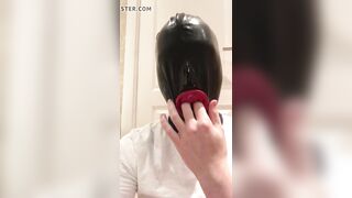 Warming up in my latex fuck-rubber hood