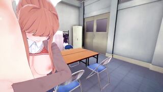 Doki Doki Shemale Hentai Club: Shemale Hentai Monika this babe doesn't Give up Taker POV