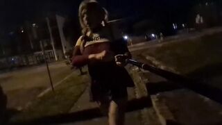 SISSY CHEERLEADER DOXY STRIPPED IN PUBLIC