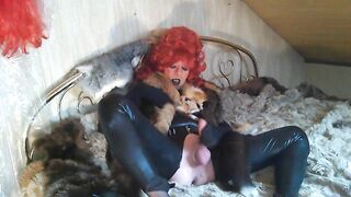 Nylon faggot with furs