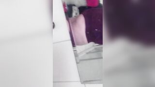 Teen Trans Shows her Dick and Large Booty underneath Petticoat