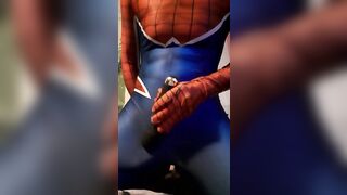 Spiderman Masturbates with Wand