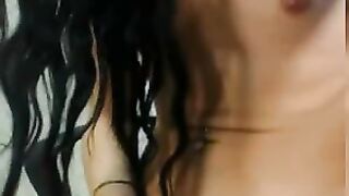 sexy brunette hair tgirl web livecam show vibrator cum
