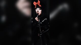 Latex Puppy Doll Masturbate on Livecam with Anal Tail Plug. Astounding Sissy Pet Beauty for U.