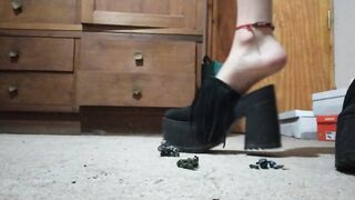 Giantess Crushes Toys in Platform Shoes