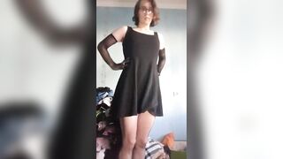 Transsexual gal playing for camera