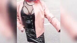 Tgirl in sexually excited outfit