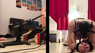 Fetish Machine Bang and Ass2 Throat Cum Gulp Screw Sissy Latex Mask Underware Neck Corsage Gaged Pt2